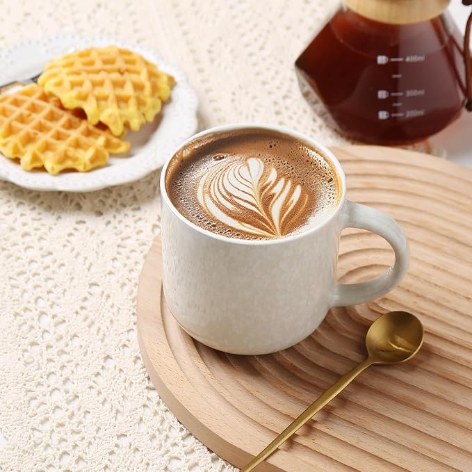 MONITO 12 OZ Coffee Mugs Set of 4, Modern Ceramic Coffee Mugs Set with handle for Tea/Latte/Cappuccino/Milk/Cocoa.White. - Image 7