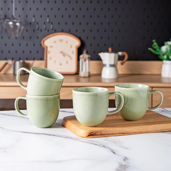 AmorArc 12oz Coffee Mugs, Ceramic Coffee Mugs set of 6 for Man, Woman, Dad, Mom, Modern Coffee Mugs with handle for Latte/Cappuccino/Milk/Cocoa. Dishwasher&Microwave Safe, Olive Green - Image 7