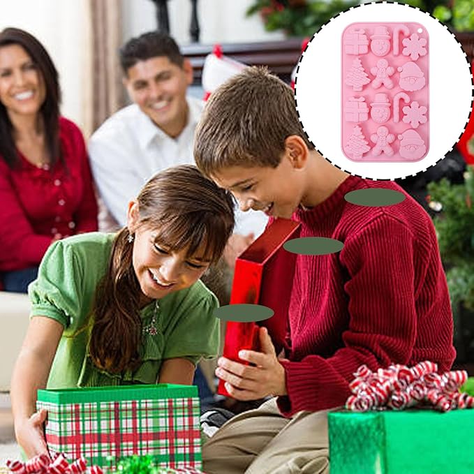 2 Piece Christmas Silicone Molds for Chocolate, Snowman Xmas Tree Hat Santa Claus and Snowflake Shape 3D Chocolate 28-Cavities Candy Moulds for Christmas Day, Holiday Theme Candy Pudding Jelly Making