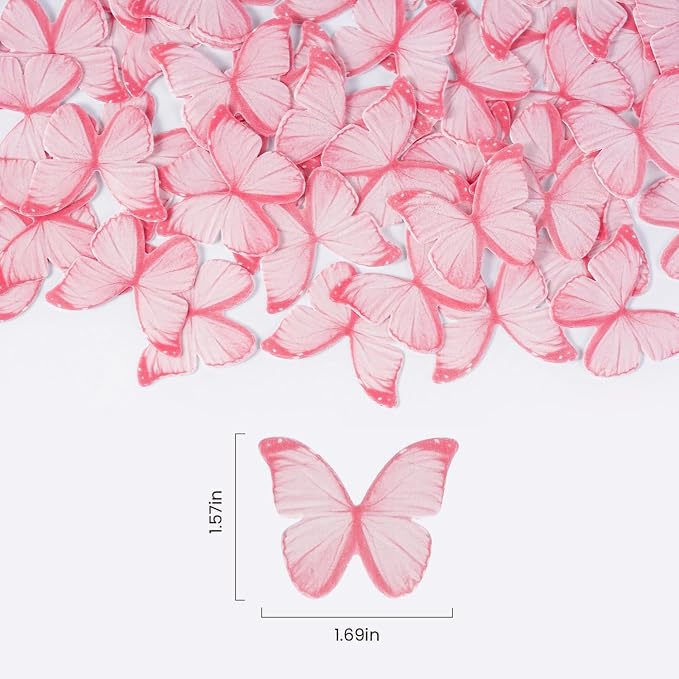 Pink Butterfly Decorations, 60 Pcs Edible Butterflies, edible wafer paper butterflies, pink butterfly for cupcake toppers, cake, ice cream topper - Image 5