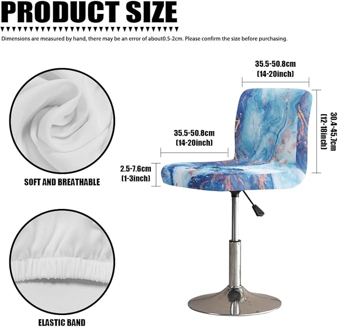 Blue Marble Bar Stool Seat Covers, Set of 2 Barstool Slipcovers Counter Stool Chair Covers Dustproof Seat Protector Bar Seat Cover Washable Stool Covers - Image 7