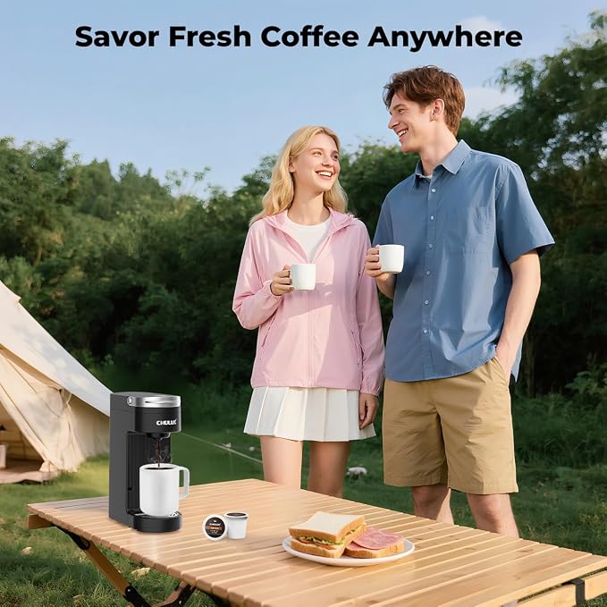 CHULUX Slim Single Serve Coffee Maker for K Cup, Fast Brewing, Matte Black | Rapid-Heating Boiler Tech, 4-Hole Needle for Richer Flavor, Adjustable Drip Tray for 7.3" Travel Mug, Food Grade Material - Image 7