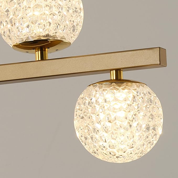 ORANOOR Modern Gold Chandeliers Pendant Light, 47in Dimmable LED Chandelier | Linear Gold Pendant Light for Kitchen Island Dining Room, 6 Globe Hanging Pendant Chandelier Lighting Fixture, 2 Rings 4200lm - Image 9
