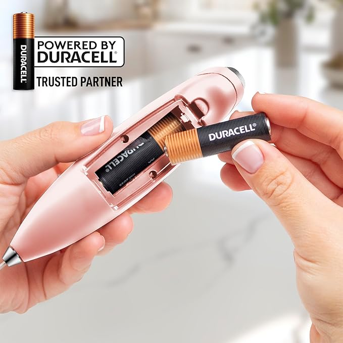 Zulay Kitchen Powerful Milk Frother Wand With 4 AA Duracell Batteries - Ultra Fast Handheld Drink Mixer - Electric Whisk Foam Maker for Coffee, Lattes, Cappuccino, Matcha & Creamer