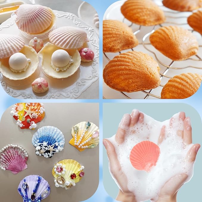 15-Cavity Silicone Seashell Mold, Shell Shaped Chocolate Molds | Non-Stick Marine Theme Molds for Biscuit Baking Cake Decora Resin Jewelry Making Candle Soap-Reusable Shell Mold (White) - Image 6