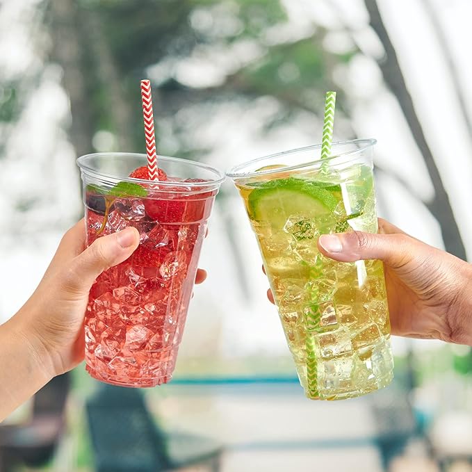 Lilymicky 600 Pack 20 oz Clear Plastic Cups, PET Disposable Drinking Cups, Crystal Clear, Perfect for Ice Coffee, Smoothie, Soda, or Any Cold Drinks