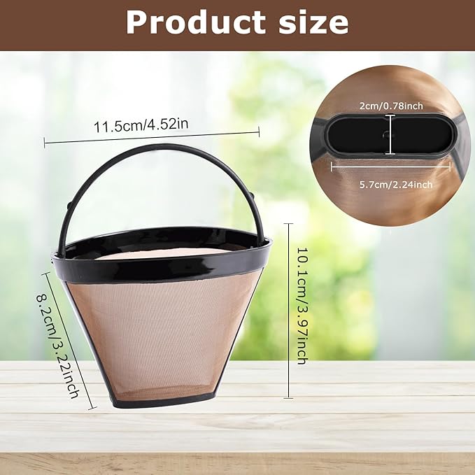 KEEPOW Reusable Coffee Filter Replacement 14 cup Compatible with Cuisinart DCC-3200 DCC-1200 Coffee Maker, Gold Tone Coffee Filter Basket 10 12 14 Cup, 1+6