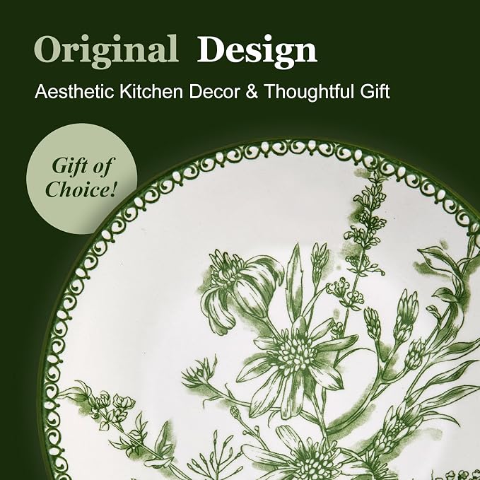 Bico Green Garden Toile De Jouy Spoon Rest for Stove Top, Ceramic Spoon Holder for Kitchen Counter, Easy to Clean Coffee Spoon Rest Dishwasher Safe, Kitchen Cooking Utensil Rest for Ladles Spatula - Image 6