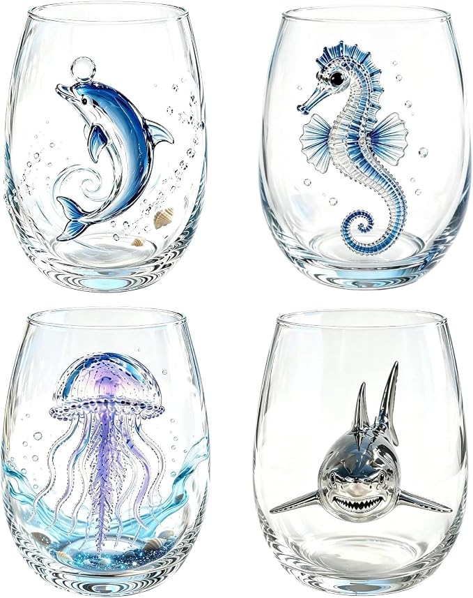 Artisan Blue Octopus Glassware Handmade 3D Ocean Decor Gift - Image 9