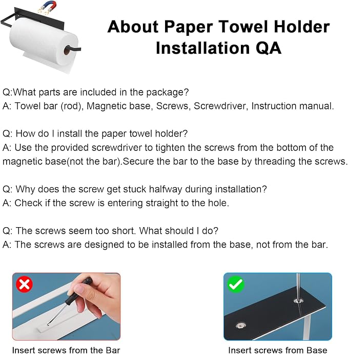 Paper Towel Holder Magnetic, Magnetic Paper Towel Holder for Fridge, Toilet Paper Roll Holder Magnet Towel Rack Wall Mount Shelf Bar for Towels Rolls Bathroom RV Dorm Kitchen Wall Decor, White 2 Pack - Image 8