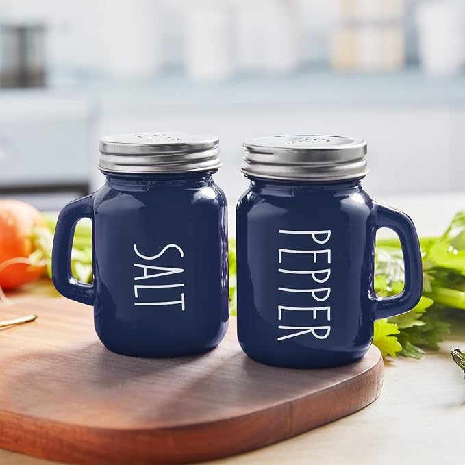 Navy Blue Salt and Pepper Shakers Set, 4 oz Cute Modern Glass Shaker Sets with Stainless Steel Lids, Blue Kitchen Decor and Accessories for Home Restaurants Weddings - Image 7