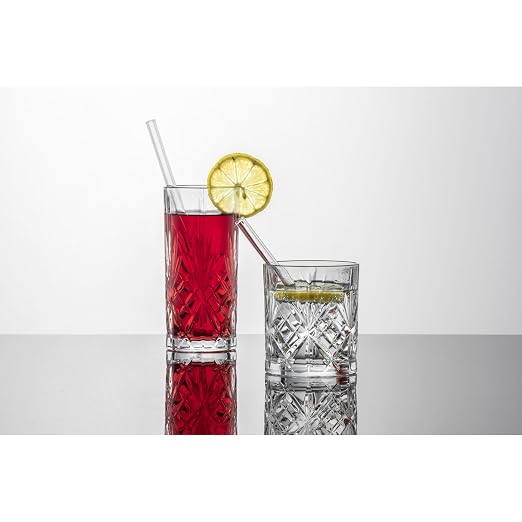 SCHOTT ZWIESEL Show Glasses Set of 8, 4 Graceful Long Drink Glasses and Whisky Glasses with Relief Dishwasher Safe Crystal Glasses (Item No. 121881), Crystal - Image 2