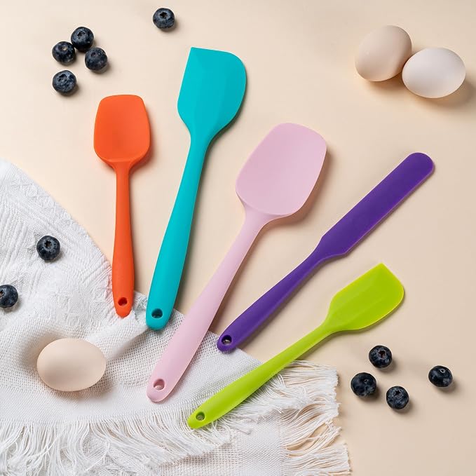 Silicone Spatula Set,5 Piece Food Grade Rubber Spatulas,Macaron blue | Spatulas Silicone Heat Resistant for Baking,Cooking,and Mixing High Heat Resistant Non Stick Dishwasher Safe BPA-Free - Image 7