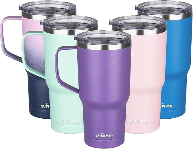 20 oz Insulated Coffee Mug with Ceramic Coating, Stainless Steel Travel Mug Tumbler with Handle Lid and Straw, Double Wall Leak-Proof Coffee Travel Mug Keeps Drink Hot and Cold (Purple) - Image 8