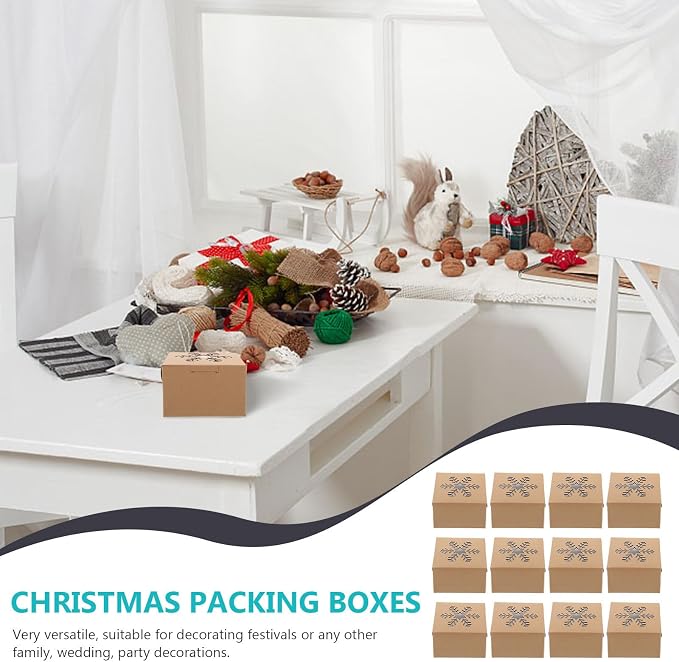 GARVALON 25pcs Kraft Paper Dessert Packing Boxes with Window, Lightweight and Sturdy Christmas Gift Boxes for Biscuits and Puddings, for Festival Decorating and Party Decorations - Image 9