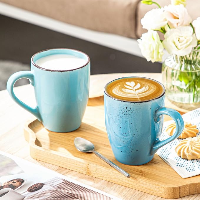 vancasso Navia Coffee Mug Set of 4, Ceramic 12 Oz Coffee Cups for Cappuccino, Latte, Tea, Multi Blue - Image 7