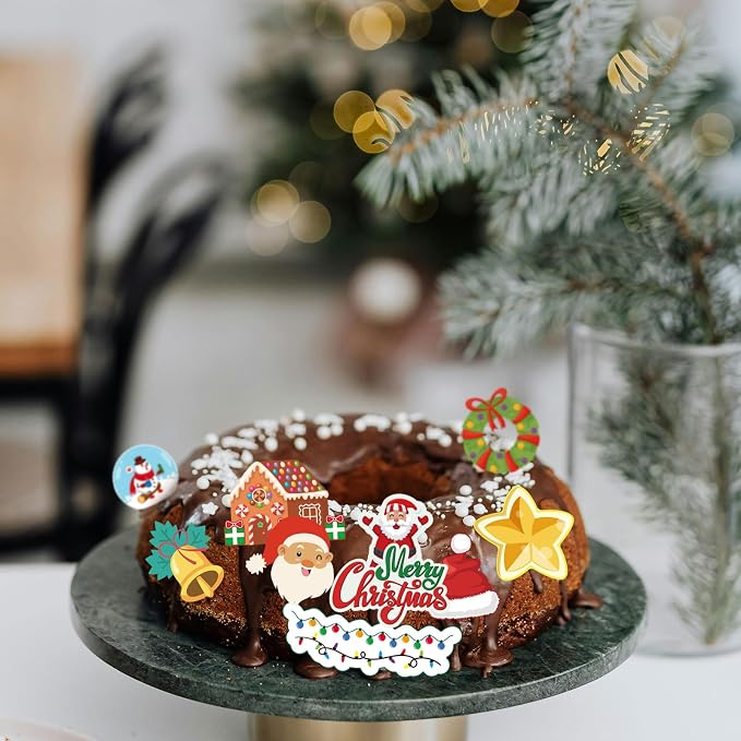 280pcs Edible Christmas Cake Decorations, 40 Designs Edible Wafer Xmas Cupcake Decorations Santa Claus Elk Gingerbread Man Snowman Bell Cake Toppers for Christmas Cake Decor Party Supplies - Image 7