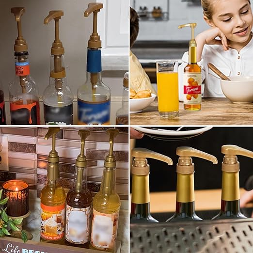 Syrup Pumps Compatible with 25.4 Oz/750 ml Bottles Coffee Syrup Pump Dispenser for Home & Coffee Bar Drinking Mixes 8 Pack