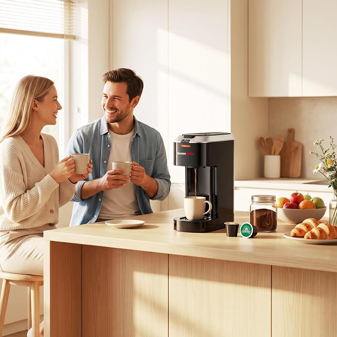 Bonsenkitchen 2-in-1 Single Serve Coffee Maker for K Cup & Ground Coffee | Fast Brewing (6-14oz), Travel Mugs Friendly, Space-Saving for Home,Office,Dorm - Image 8