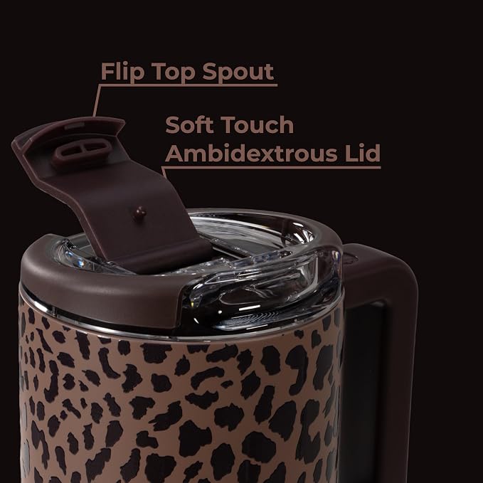 HydroJug Coffee Traveler 20oz Ceramic-Lined Mug with Handle, Brown Leopard - Image 6