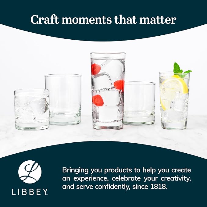 Libbey 918CD Heavy Base Double Old Fashioned Glasses - Elegant Whiskey Glasses Set of 12 - Dishwasher Safe Cocktail Glass for Cocktails, Juice, and More - Image 6