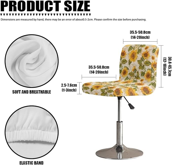 Sunflowers Soft Bar Stool Slipcovers Non Slip Waterproof Bar Stool Chair Covers with Elastic Band for Dining Room Chairs - Image 7
