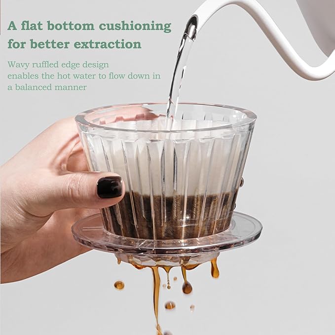 100 Count Unbleached Coffee Filters, 1-2 Cup Natural Basket Coffee Filter Paper for Single Serve Coffee Maker, Small Pour Over and Drip Pot, Mini Coffee Travel Brewer (White, S)