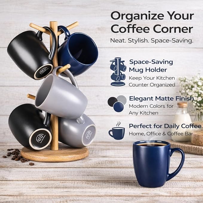 GBhome 16 oz Coffee Mug Set of 6, Large Ceramic Coffee Mugs for Men Women | Modern Stoneware Coffee Mugs Set with Handle for Tea/Latte/Cappuccino/Milk/Cocoa, Dishwasher & Microwave Safe - Image 7