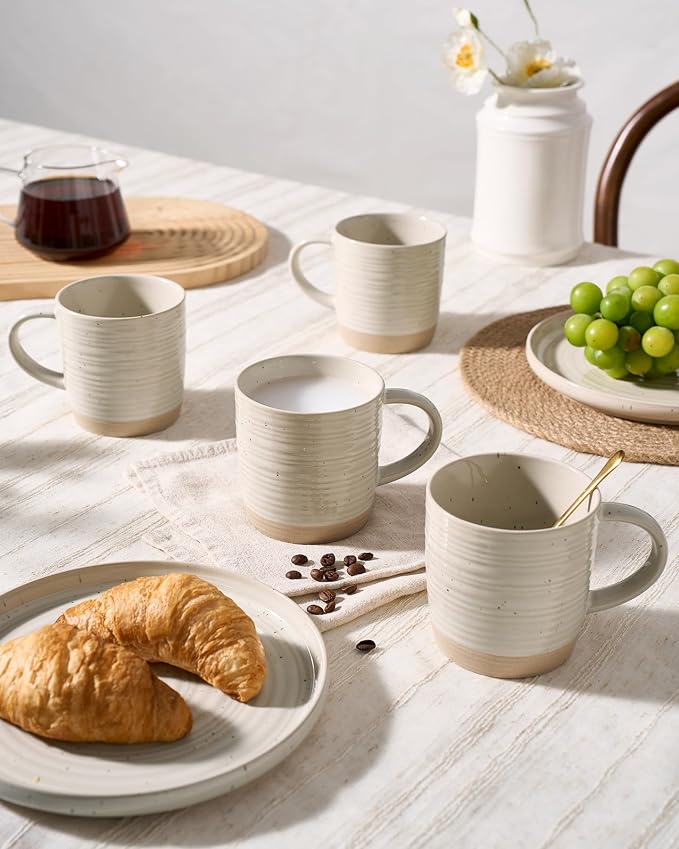 famiware Coffee Mugs Set of 4, 13 oz Mug Set, Ceramic Cup Set with Handle for Coffee, Tea, Cocoa, Milk, Constellation Series, Beige - Image 7