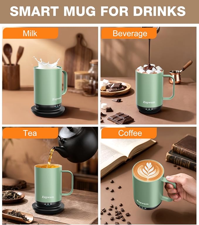 Kepwam Self-Heating Coffee Mug T1, 16oz Rechargeable Heated Coffee Mug, Smart Coffee Warmer Mug with App-Controlled,Advanced Temperature-Controlled Heating Coffee Gifts for Women Men Coffee Lover - Image 9