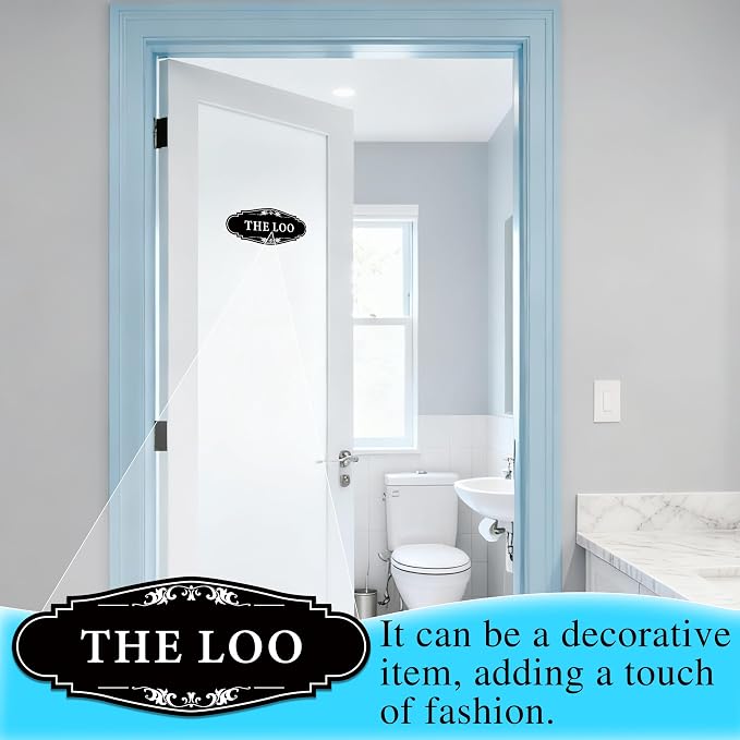 The Loo Sign for Bathroom Decoration, Self-adhesive Funny Bathroom&Restroom Sticker Decor for House, Home,Office,Shop Door(Black) - Image 7