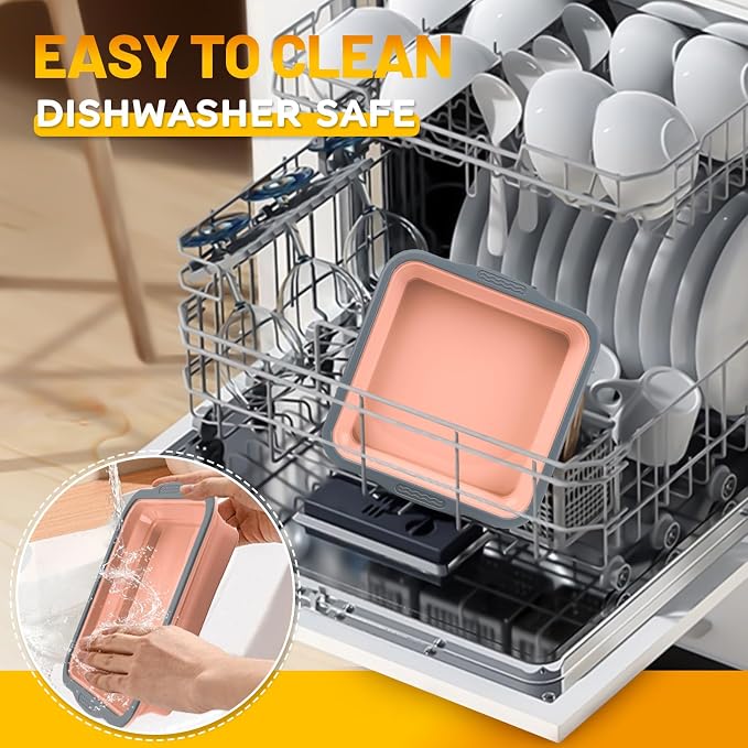 7x7 Silicone Square Cake Pan with Metal Reinforced Edge, Nonstick Brownie Baking Pan, BPA Free, Oven Safe Flexible Silicone Mold, Suitable for Making Cakes, Brownies, Bread, Pie, Lasagna - Image 7