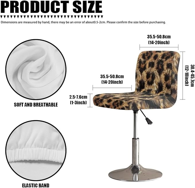 Leopard Bar Stools Set of 2 Bar Stool Slipcovers Non Slip Dining Chair Slipcover Swivel Chair Seat Covers Home Kitchen Furniture Protector - Image 7