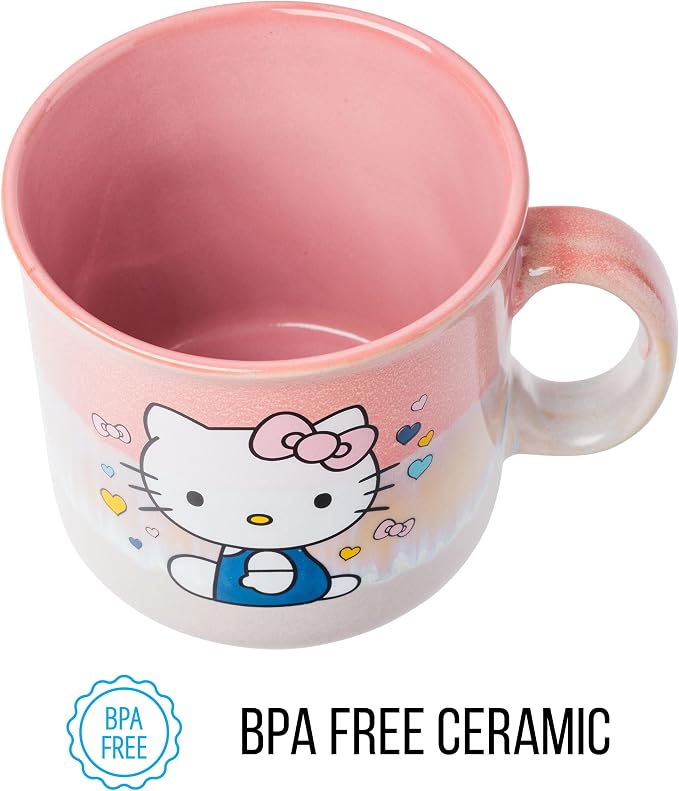 Silver Buffalo Sanrio Hello Kitty Sitting, Reactive Glaze Camper Mug, 20oz | Hearts and Bows, Ceramic, 0.59 Liters - Image 7