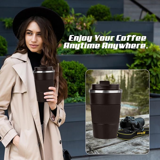 Vacuum Insulated Stainless Steel Travel Coffee Mug,Leak Proof Cup with Lid | 304 stainless steel mug with vacuum insulation, leak proof lid, silicone grip and car cup holder friendly design - Image 6