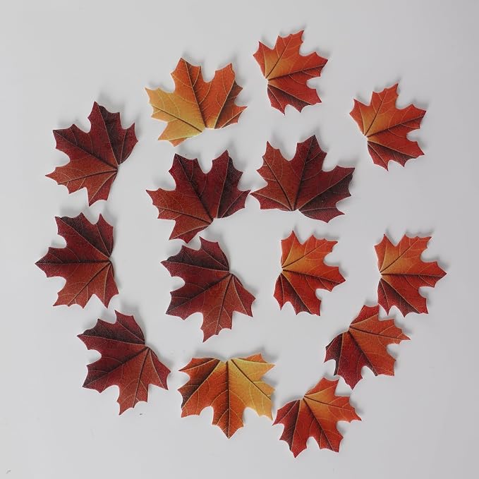 50 Edible Maple Leaf Cake Toppers Autumn Leaf Cupcake Decorations for Christmas, Birthday, and New Year Party Decorations - Image 8