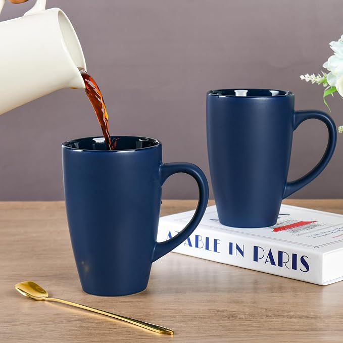BYCNZB 20oz Extra Large Ceramic Tall Coffee Mugs Set for Coffee Tea Hot Cocoa set of 4 Dishwasher & Microwave Safe (Matte blue) - Image 7