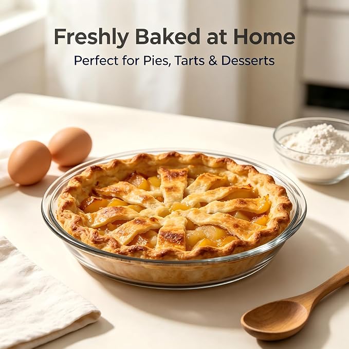 2 Pack 9 Inch Clear Glass Pie Pan, Oven Safe Round Glass Baking Dish for Pie, Quiche, Tart and Homemade Dessert Baking - Image 5