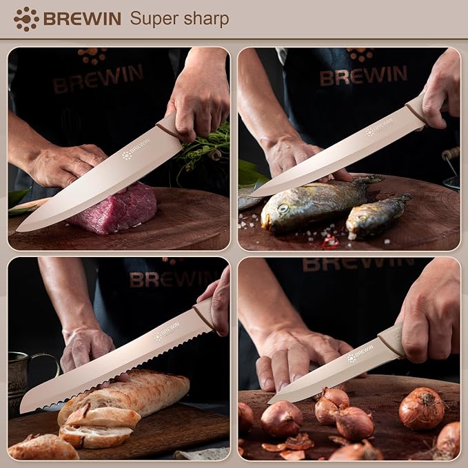 Knife Set, Brewin Kitchen Knife Set, Knives Set for Kitchen, Universal Knife Block, Utility Knife Block Set, New Home Essentials, Apartment Essentials, Camping essentials, RV Essentials - Image 6