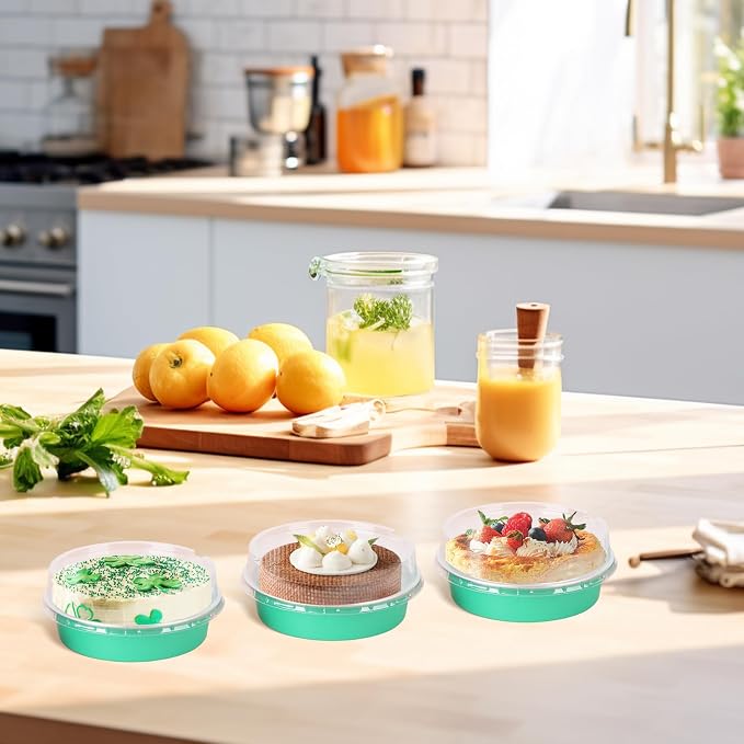 Beasea Mini Pie Pans with Lids, 120 Pack 4 Inch 8oz Disposable Mini Cake Pans Creme Brulee Aluminum Foil Pie Tart Ramekins Tins Elegant Blue Small Individual Round Containers Oven Safe for Baking - Image 7