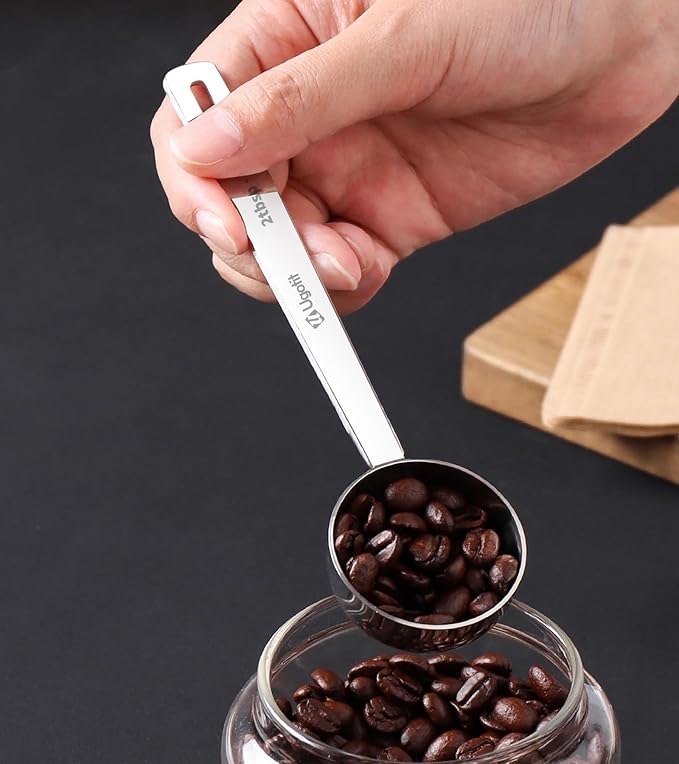 Ugotit Coffee Scoop 1 Tablespoon, Long Handle Measuring Spoons Set for Coffee, Tea, Flour, Spices - 304 Stainless Steel with Hanging Hole (Pack of 2)