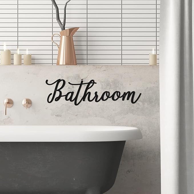 Jetec Bathroom Decor Sign, Vintage Metal Bathroom Sign Wall Decor Farmhouse Door Art Vintage Room Wall Art with Black Letter - Image 7