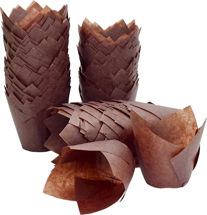 200pcs Tulip Cupcake Liners, Standard Greaseproof Paper Baking Cups Muffin Liners Holders Perfect for Bridal Showers, Baby Showers, Birthday Parties, Banquets, and Catering Events (Brown) - Image 7
