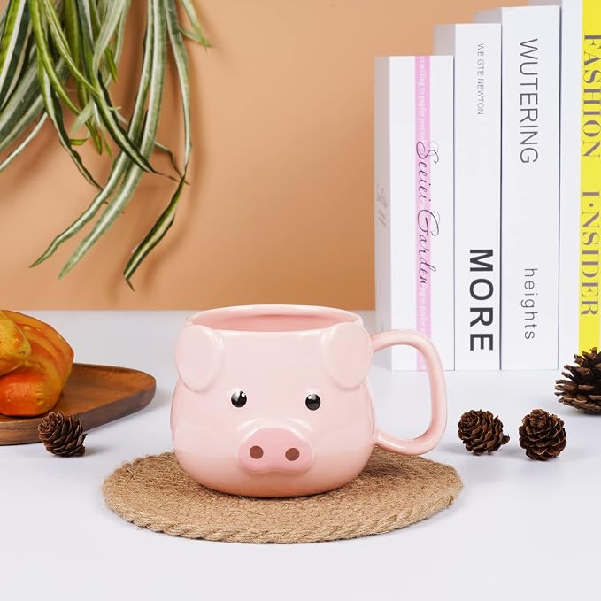 Pig Coffee Mug 14 oz Ceramic Novelty Coffee Mug 3D Porcelain Tea Mug for Women Christmas Housewarming Holiday Birthday Gifts for Women Mom Kids Teacher and Best Friend Pink - Image 8