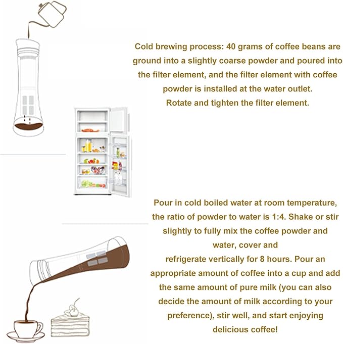 1000ML Cold Brew Coffee Maker, Cold Brew Coffee Pot with Sealed Lid for Home, Restaurant, Bar, Beverage Shop, Office, Party, Scented Tea