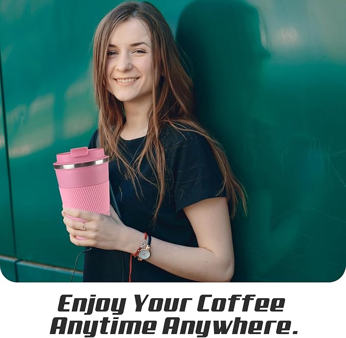 Stainless Steel Travel Coffee Mug with Lid, Vacuum Insulated Leak Proof Cup | Double wall vacuum insulation keeps drinks hot or cold for hours. Leak proof lid and non-slip grip for travel, office and car - Image 6