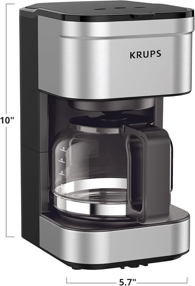 KRUPS Simply Brew Compact 5 Cup Coffee Maker: Stainless Steel Design, Pause & Brew, Keep Warm, Reusable Filter, Drip-Free Carafe - Image 7