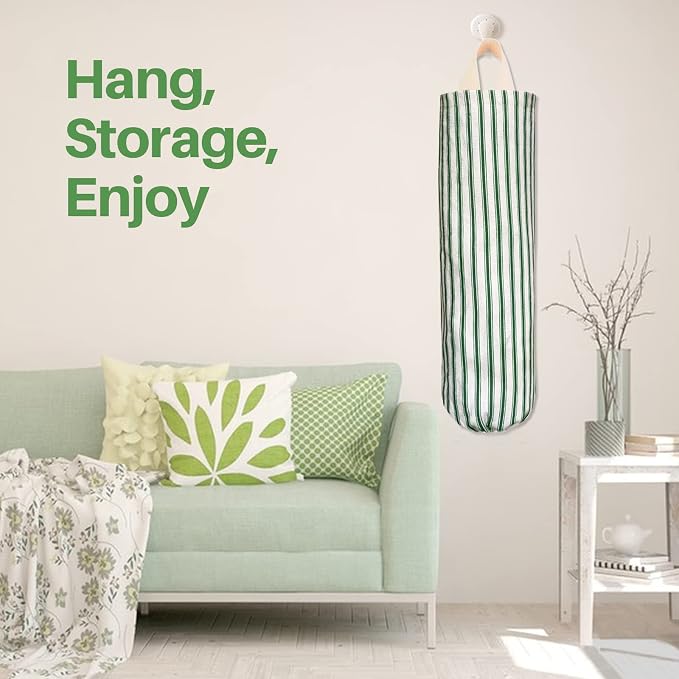 Plastic Bag Holder, Wall Mount Grocery Bag Holder, Reusable Trash Bag Organizer for Home Kitchen Pantry Decor (Green) - Image 6