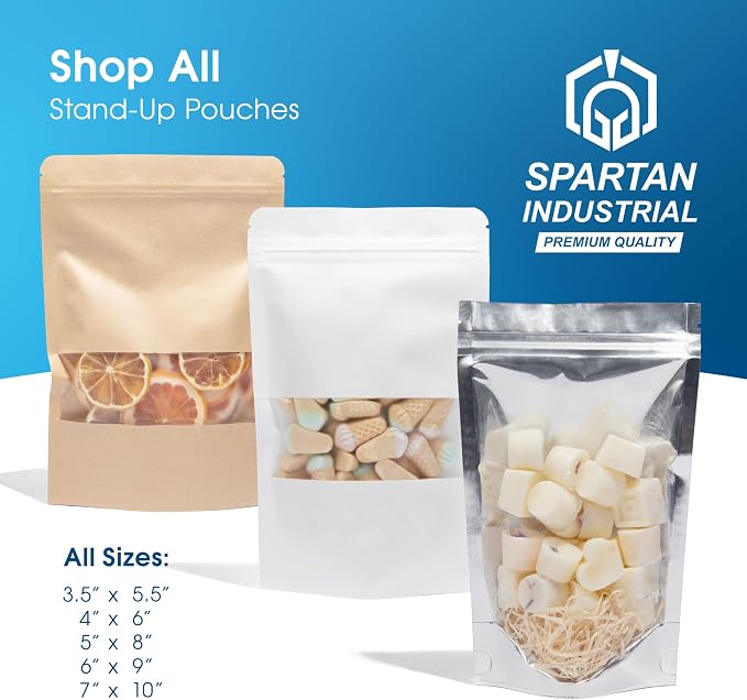 6" X 9" Kraft Zip Top Food Storage Bags - Pack of 100 | Smell-Proof Resealable Pouches for Packaging Coffee, Tea, Spices, Snacks, and More - Spartan Industrial - Image 7