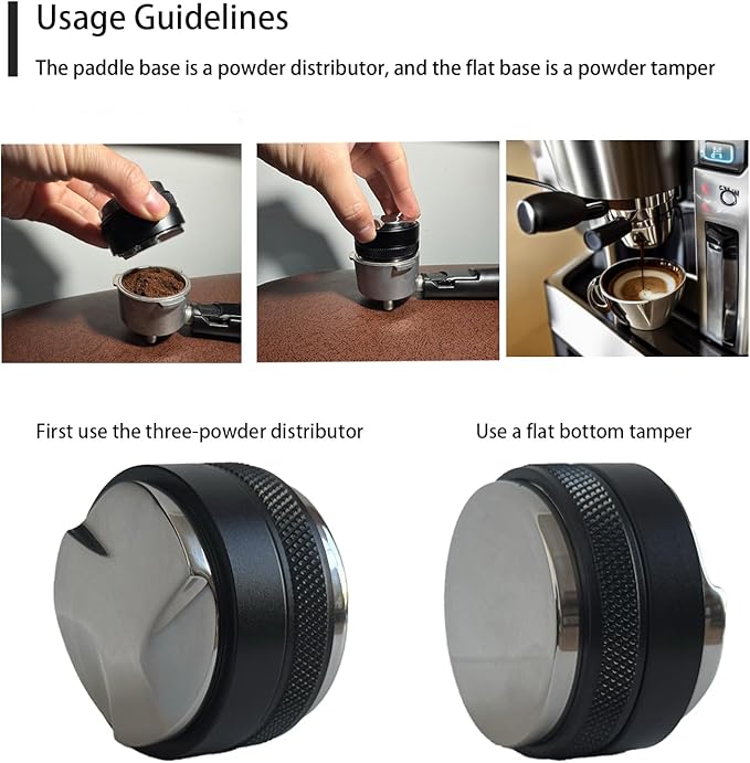 53mm Coffee Distributor and Tamper,Adjustable Depth for Breville 54mm Portafilter,Dual Head Coffee Leveler,Professional Espresso Hand Tampers(Black)